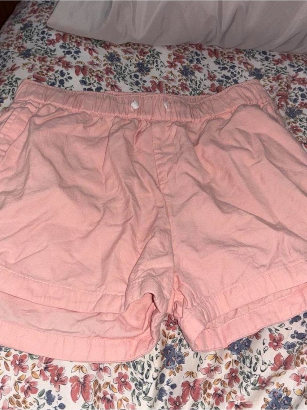 Roxy Girls Light Pink Elastic Waist Athletic Shorts.